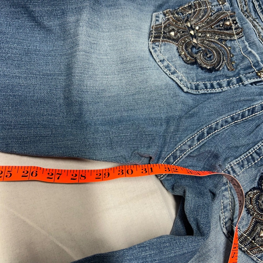 Miss Me Bootcut Jeans Size 30 Fleur De Lis Studded Medium Wash JP5182B10 Blue - Picture 6 of 10
